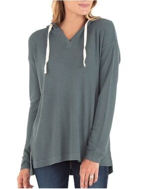 Free Fly Bamboo Waffle Hoodie in Green Size M